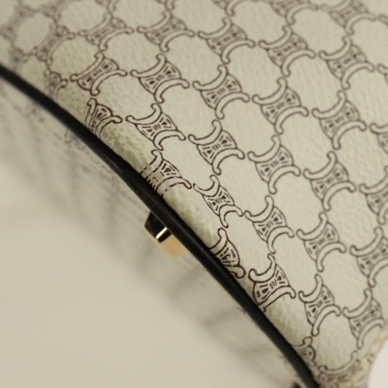 【日本直送】CELINE Macadam帆布手提包 PVC皮革 2way 白色金色 Auth 171966A-18
