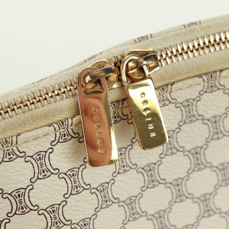 【日本直送】CELINE Macadam帆布手提包 PVC皮革 2way 白色金色 Auth 171966A-19