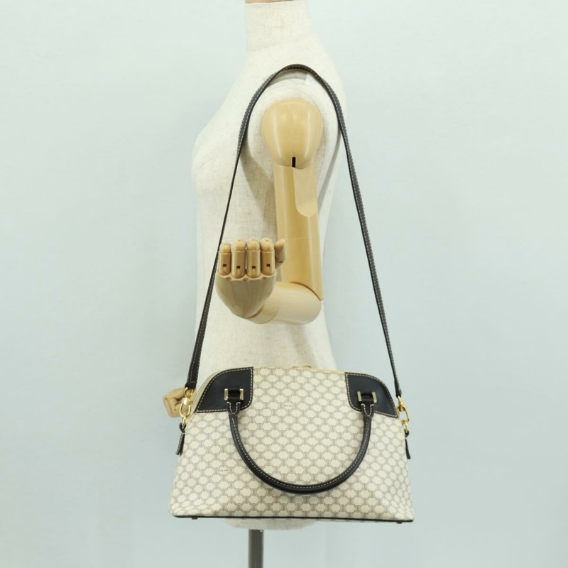 【日本直送】CELINE Macadam帆布手提包 PVC皮革 2way 白色金色 Auth 171966A-25