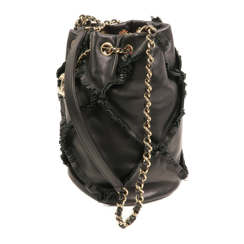 CHANEL 牛皮皮革Bucket Bag金扣鏈帶肩背袋-2