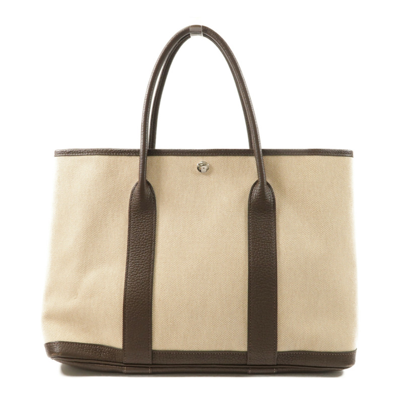 HERMES 帆布Garden Party PM銀扣手挽袋Ebene-1