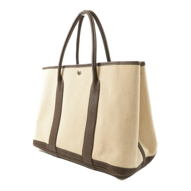 HERMES 帆布Garden Party PM銀扣手挽袋Ebene-2