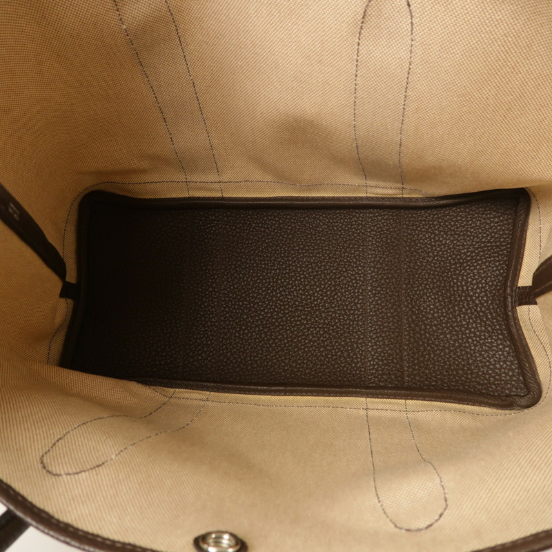HERMES 帆布Garden Party PM銀扣手挽袋Ebene-4
