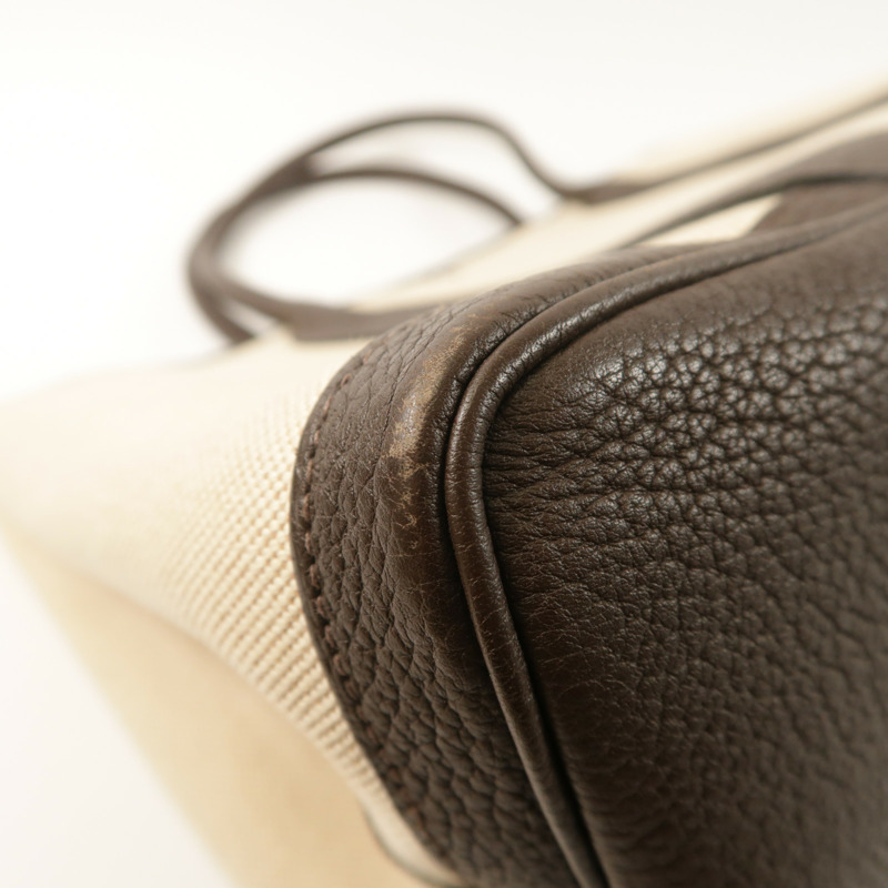 HERMES 帆布Garden Party PM銀扣手挽袋Ebene-8