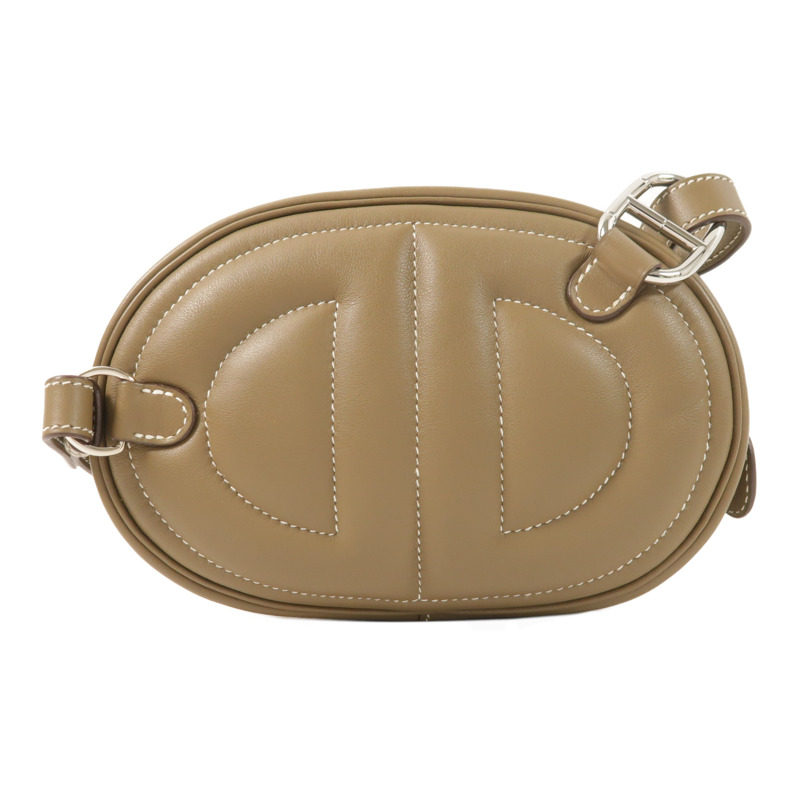 HERMES Swift皮革In The Loop 18銀扣腰包Etoupe-1