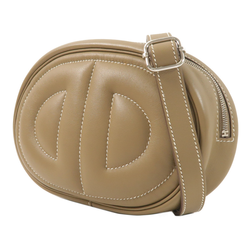 HERMES Swift皮革In The Loop 18銀扣腰包Etoupe-2