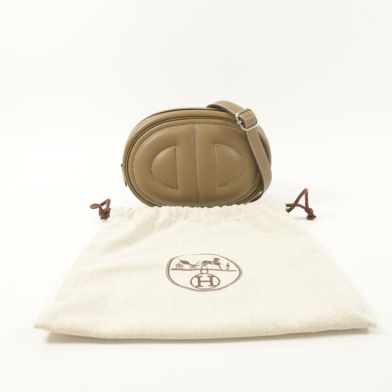 HERMES Swift皮革In The Loop 18銀扣腰包Etoupe-8