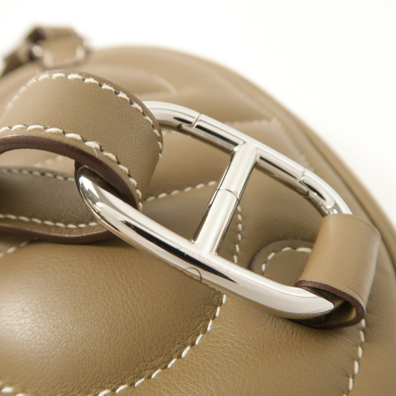 HERMES Swift皮革In The Loop 18銀扣腰包Etoupe-13