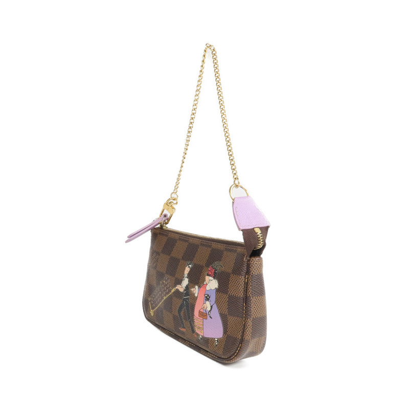 LOUIS VUITTON Damier Mini Pochette Accessoire金扣拉鏈手挽袋-2