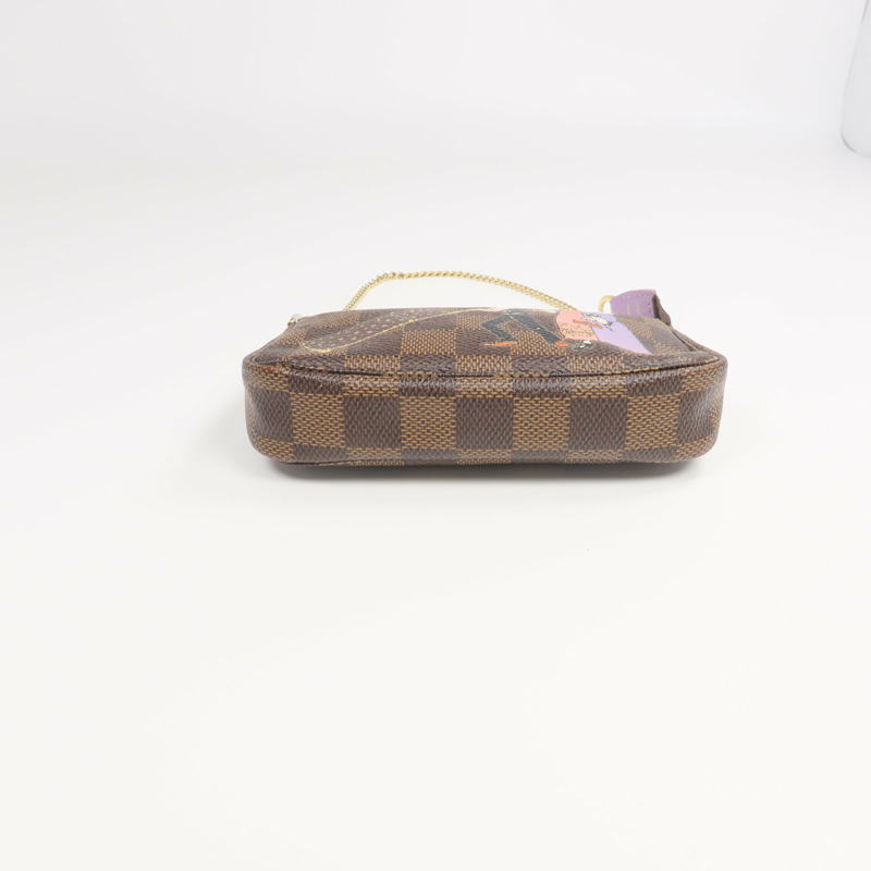 LOUIS VUITTON Damier Mini Pochette Accessoire金扣拉鏈手挽袋-3