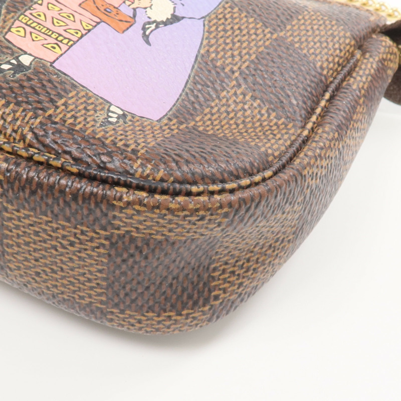 LOUIS VUITTON Damier Mini Pochette Accessoire金扣拉鏈手挽袋-5