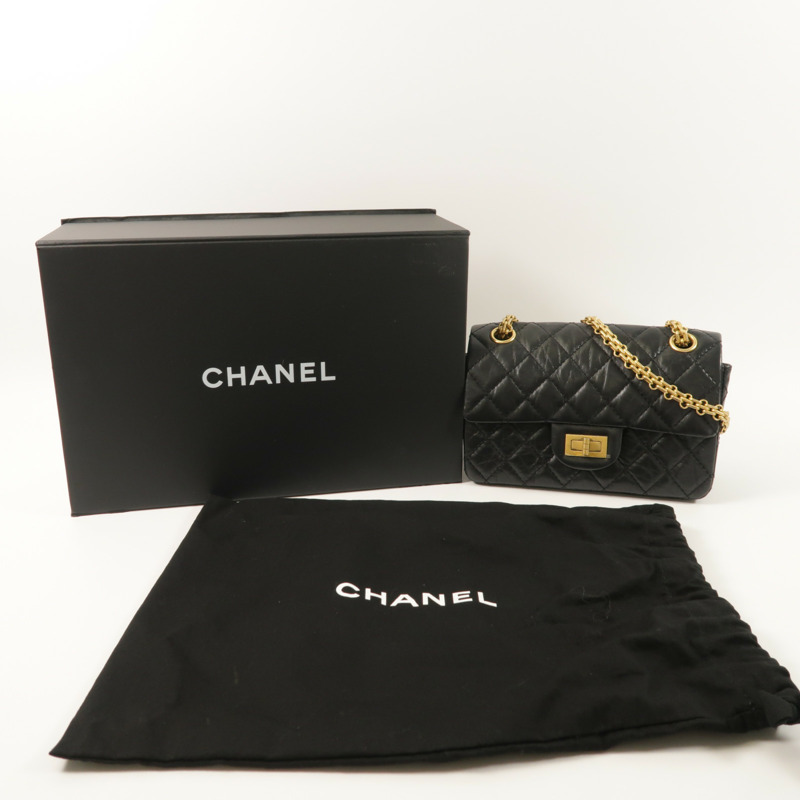 CHANEL 牛皮皮革2.55 Mini金扣鏈帶肩背袋-8