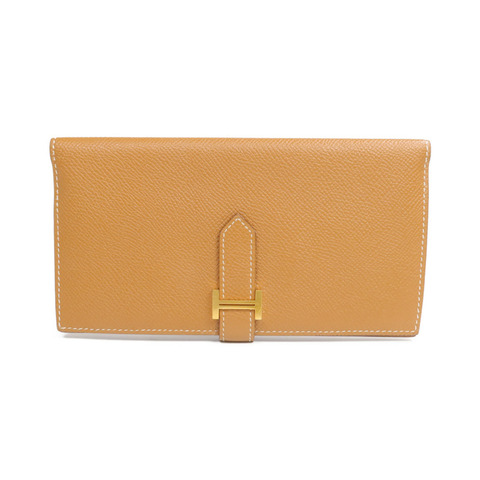 HERMES Epsom皮革Bearn Long Wallet金扣長錢包Gold