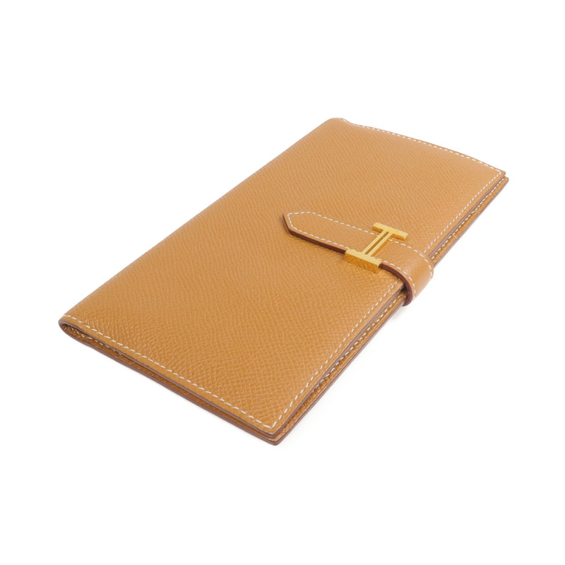 HERMES Epsom皮革Bearn Long Wallet金扣長錢包Gold-3