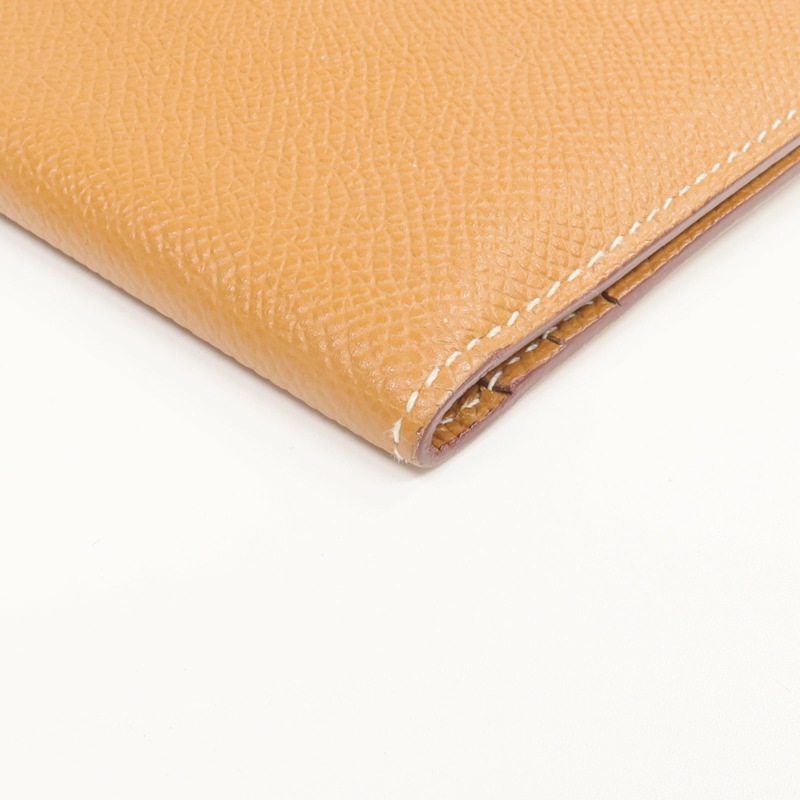 HERMES Epsom皮革Bearn Long Wallet金扣長錢包Gold-9