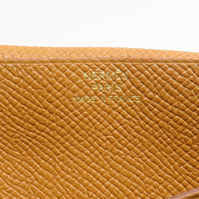 HERMES Epsom皮革Bearn Long Wallet金扣長錢包Gold-11
