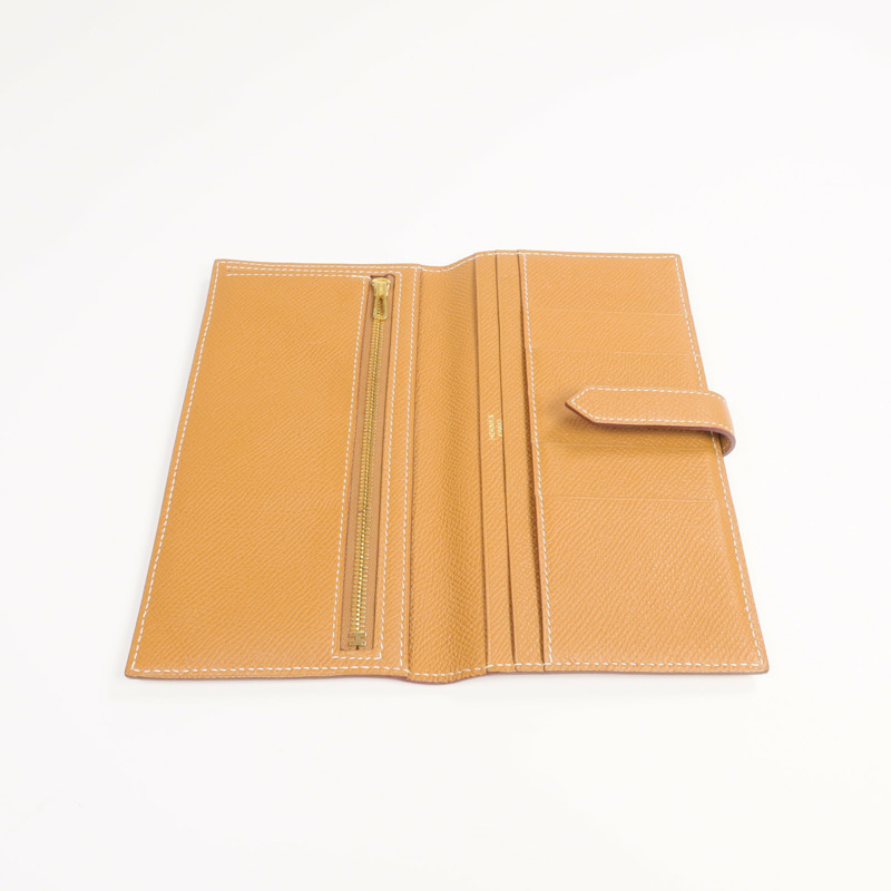 HERMES Epsom皮革Bearn Long Wallet金扣長錢包Gold-13