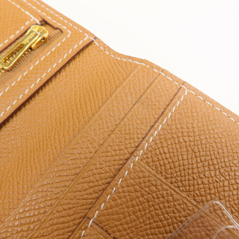 HERMES Epsom皮革Bearn Long Wallet金扣長錢包Gold-16