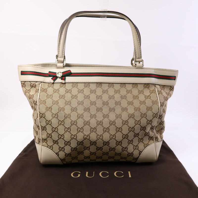 GUCCI 帆布Tote Bag金扣手挽袋-8
