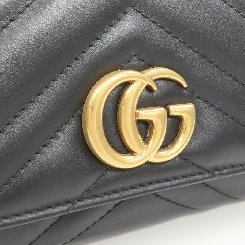 GUCCI 牛皮皮革GG Marmont Long Wallet金扣長錢包-10