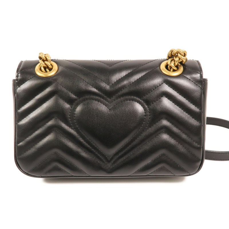 GUCCI 牛皮皮革GG Marmont金扣鏈帶肩背袋-1