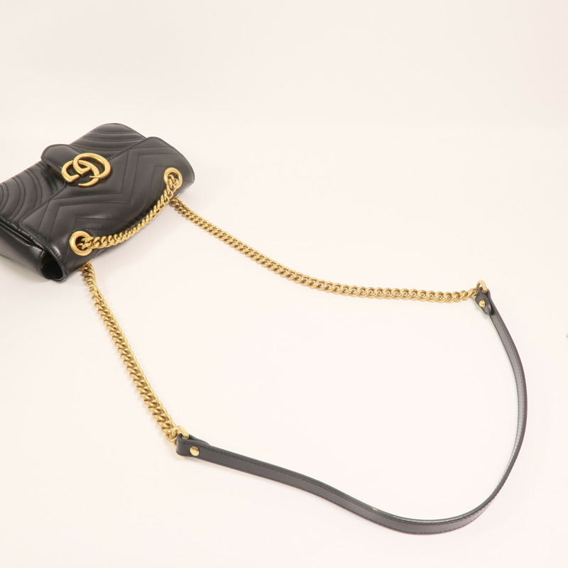 GUCCI 牛皮皮革GG Marmont金扣鏈帶肩背袋-8