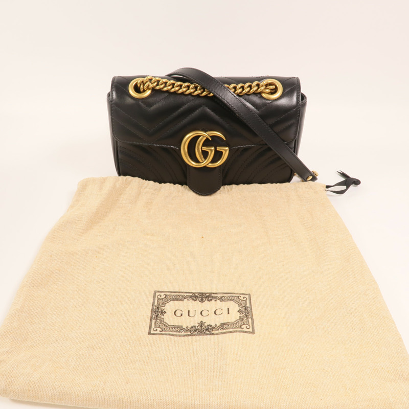 GUCCI 牛皮皮革GG Marmont金扣鏈帶肩背袋-9