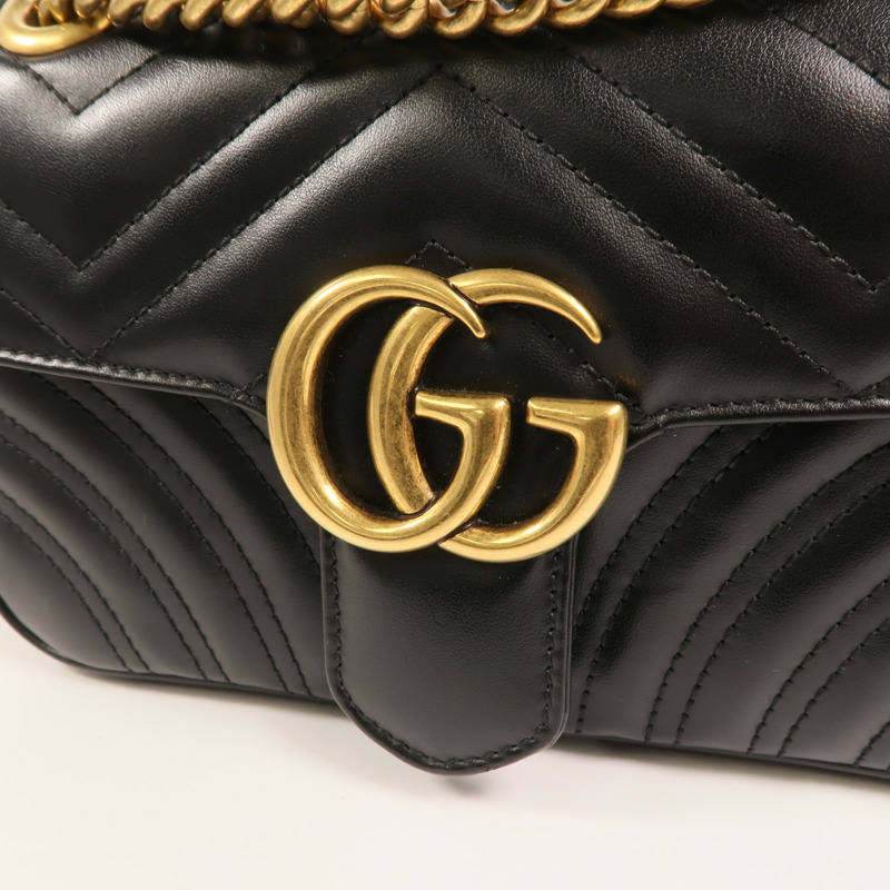 GUCCI 牛皮皮革GG Marmont金扣鏈帶肩背袋-10
