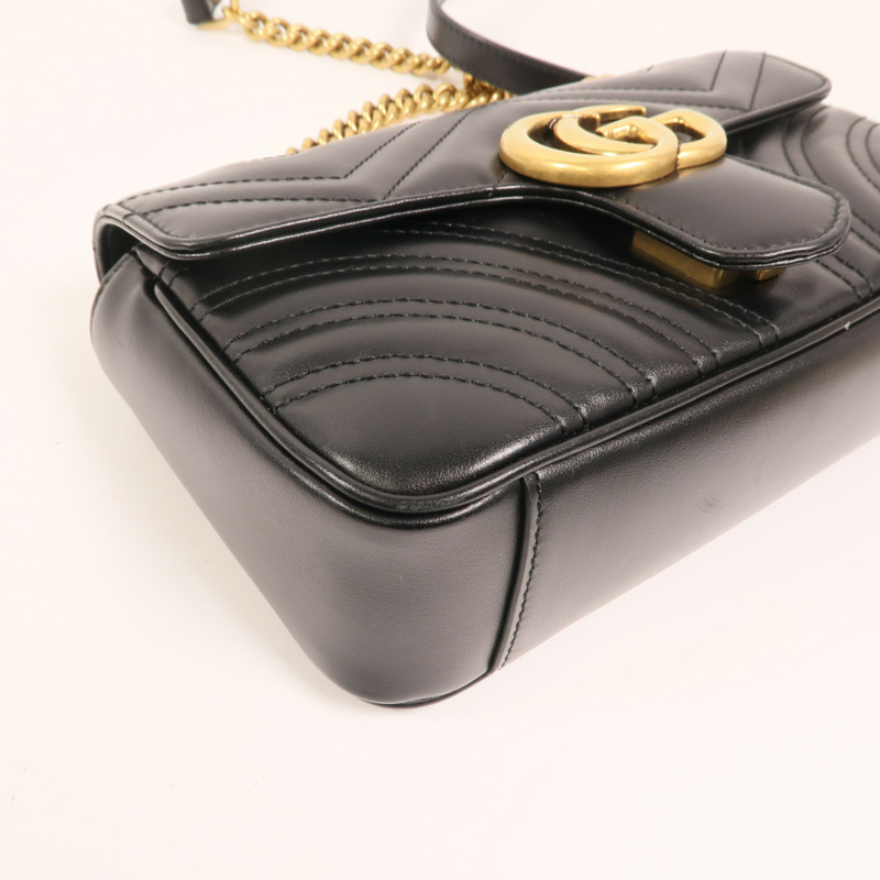 GUCCI 牛皮皮革GG Marmont金扣鏈帶肩背袋-12