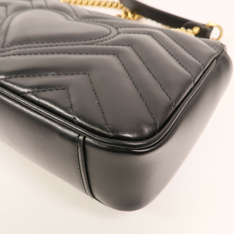 GUCCI 牛皮皮革GG Marmont金扣鏈帶肩背袋-13