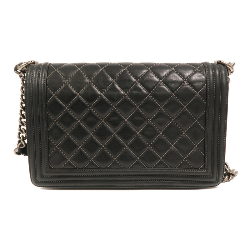 CHANEL 牛皮皮革Boy 28銀扣鏈帶肩背袋-1