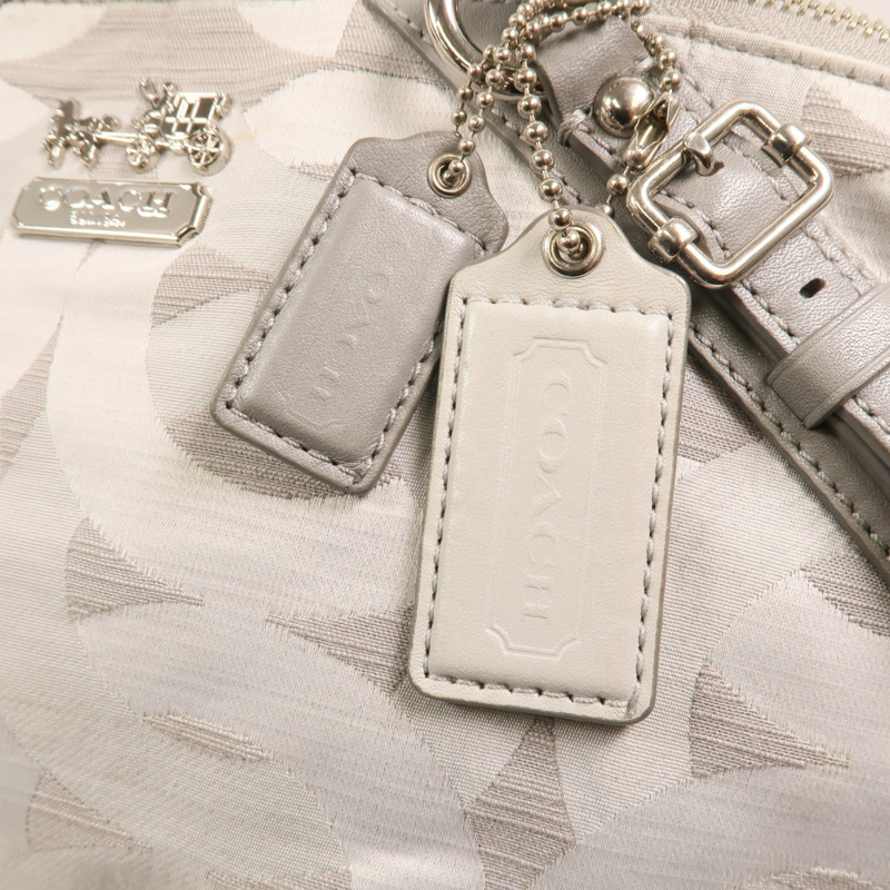 COACH 帆布2 Way Shoulder銀扣手挽肩背兩用袋-7