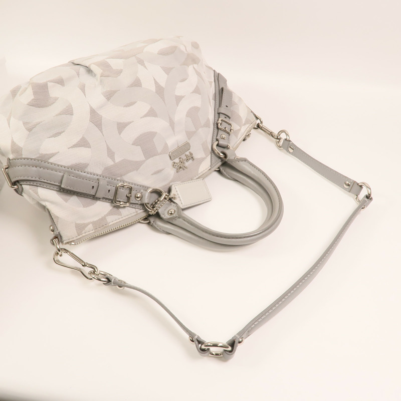 COACH 帆布2 Way Shoulder銀扣手挽肩背兩用袋-8