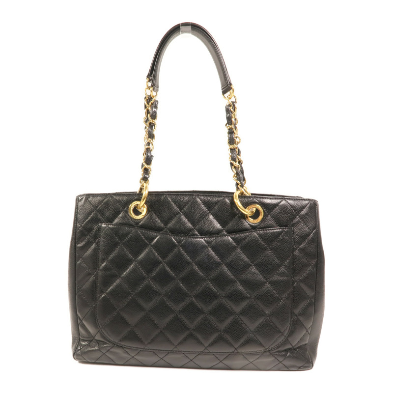 CHANEL 牛皮皮革GST Grand Shopping Tote Bag金扣鏈帶肩背袋-1