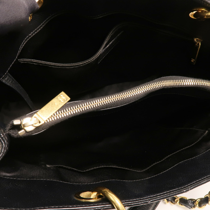 CHANEL 牛皮皮革GST Grand Shopping Tote Bag金扣鏈帶肩背袋-4