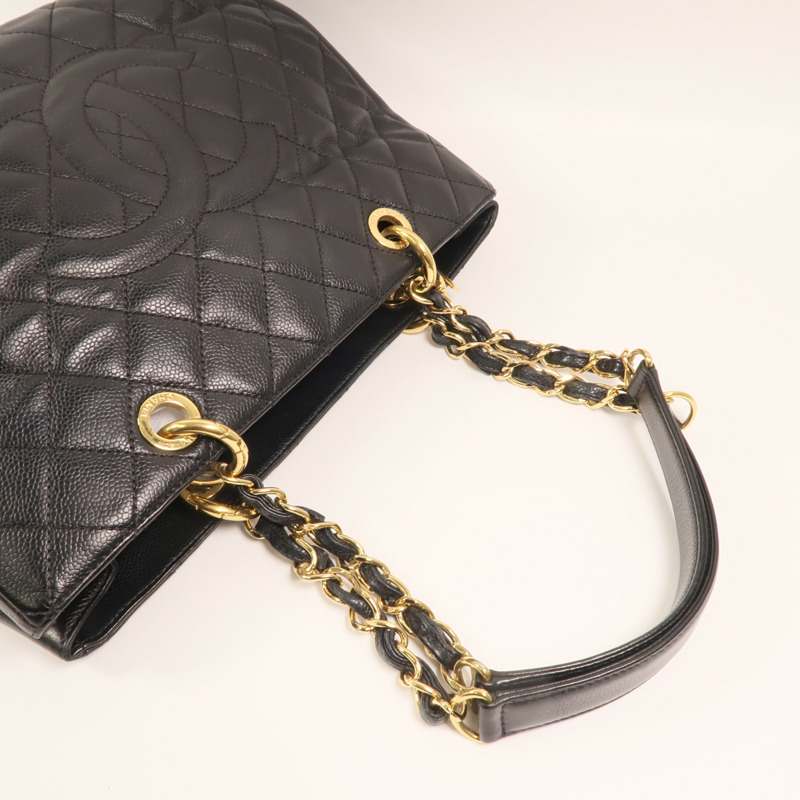 CHANEL 牛皮皮革GST Grand Shopping Tote Bag金扣鏈帶肩背袋-7