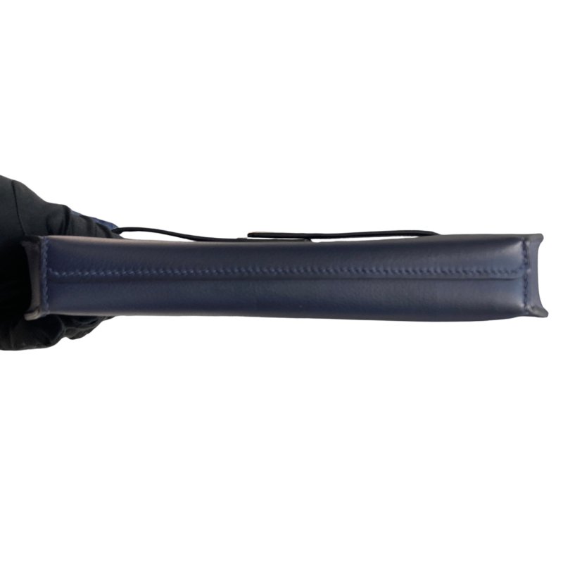 HERMES 愛馬仕 Kelly Dépêches 25 手拿包 皮革 深藍色 銀釦-5