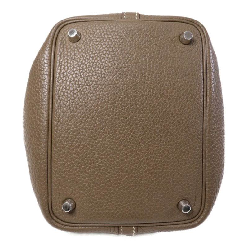 HERMES Clemence皮革Picotin PM Tote Bag銀扣手挽袋Etoupe-3