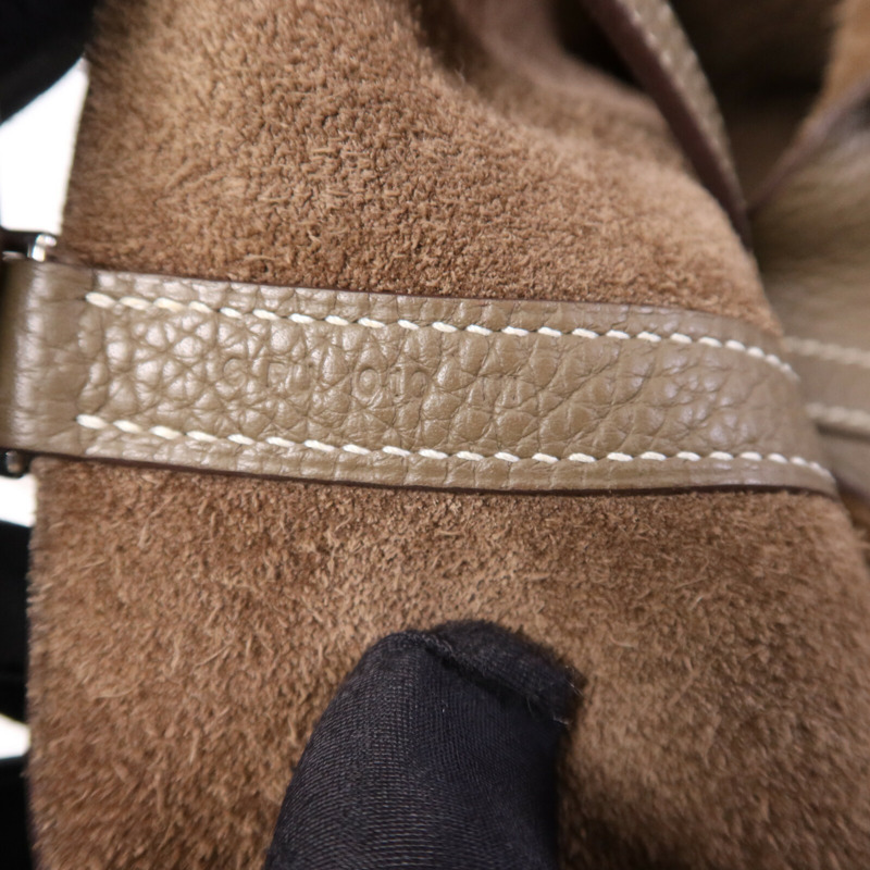 HERMES Clemence皮革Picotin PM Tote Bag銀扣手挽袋Etoupe-7