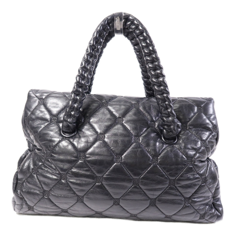 CHANEL 羊皮皮革So Black Flap Hand Bag銀扣手挽袋-1