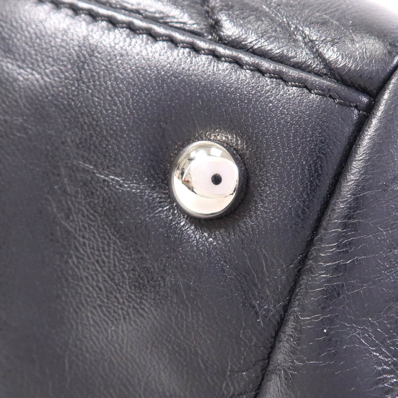 CHANEL 羊皮皮革So Black Flap Hand Bag銀扣手挽袋-6