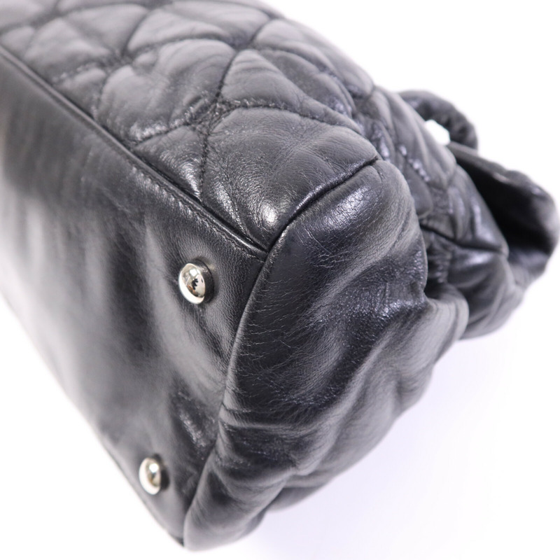 CHANEL 羊皮皮革So Black Flap Hand Bag銀扣手挽袋-11