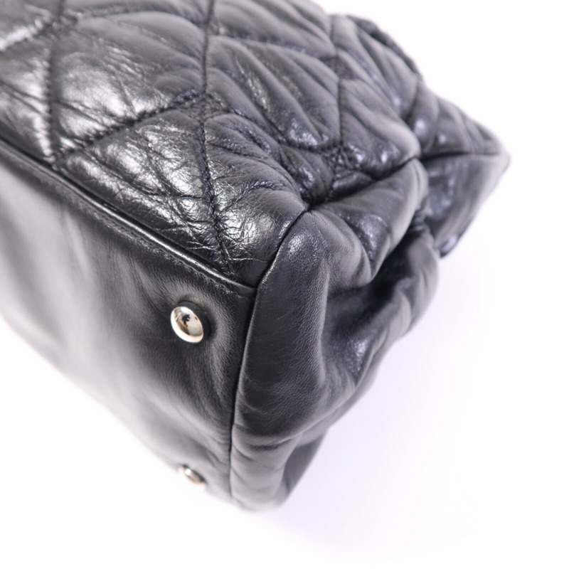 CHANEL 羊皮皮革So Black Flap Hand Bag銀扣手挽袋-13