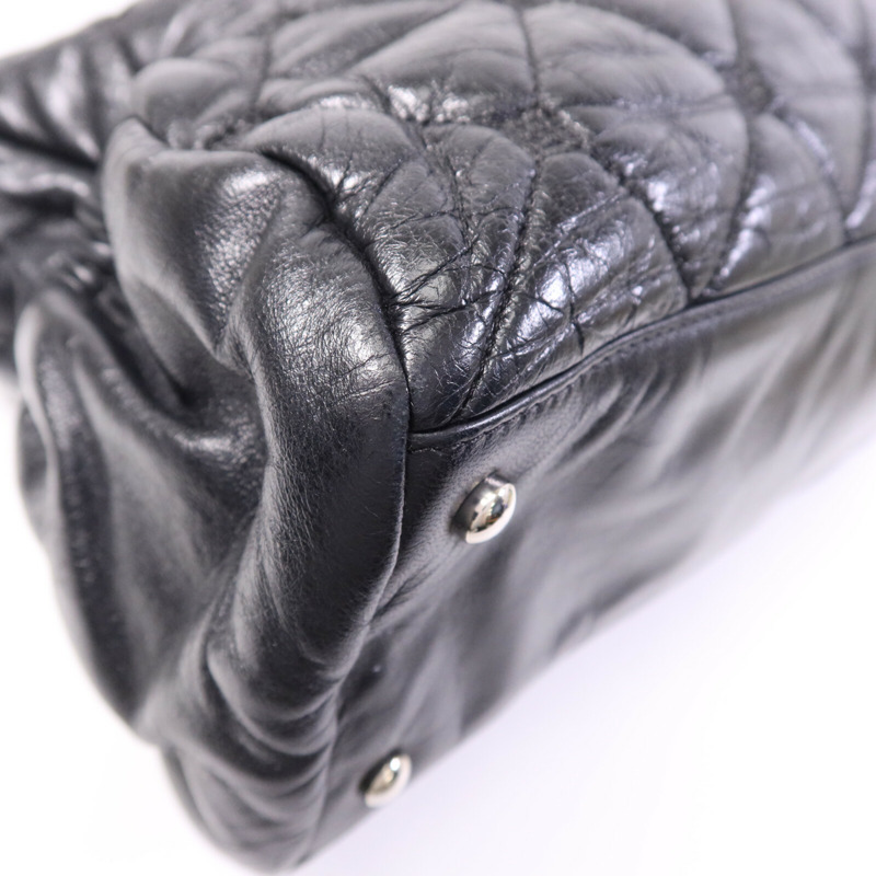 CHANEL 羊皮皮革So Black Flap Hand Bag銀扣手挽袋-14