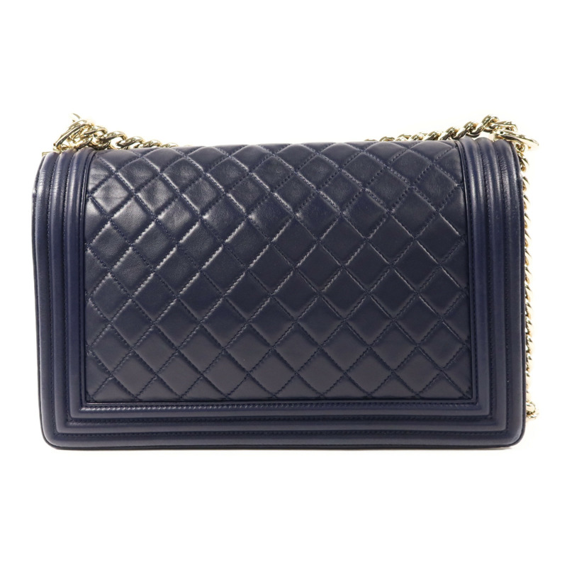 CHANEL 羊皮皮革Boy 28金扣鏈帶肩背袋-1