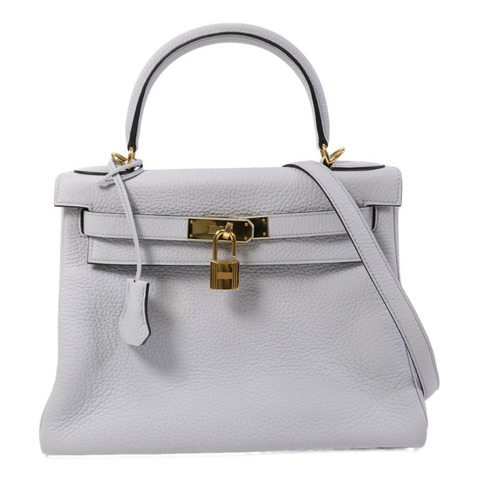 HERMES 【Hermes Fair】Togo皮革Kelly 28金扣手挽肩背兩用袋Blue Pale