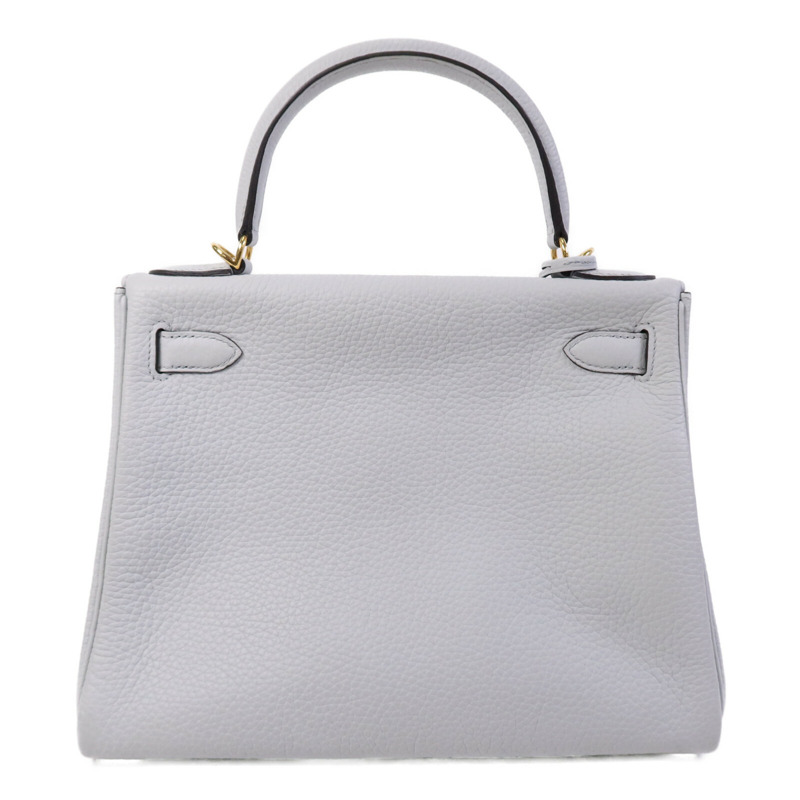 HERMES Togo皮革Kelly 28金扣手挽肩背兩用袋Blue Pale-1