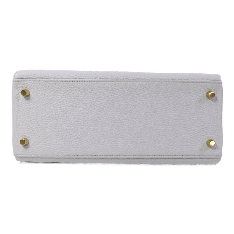 HERMES Togo皮革Kelly 28金扣手挽肩背兩用袋Blue Pale-3