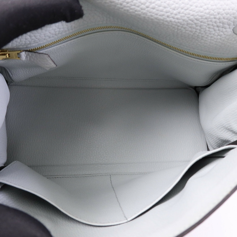 HERMES Togo皮革Kelly 28金扣手挽肩背兩用袋Blue Pale-4