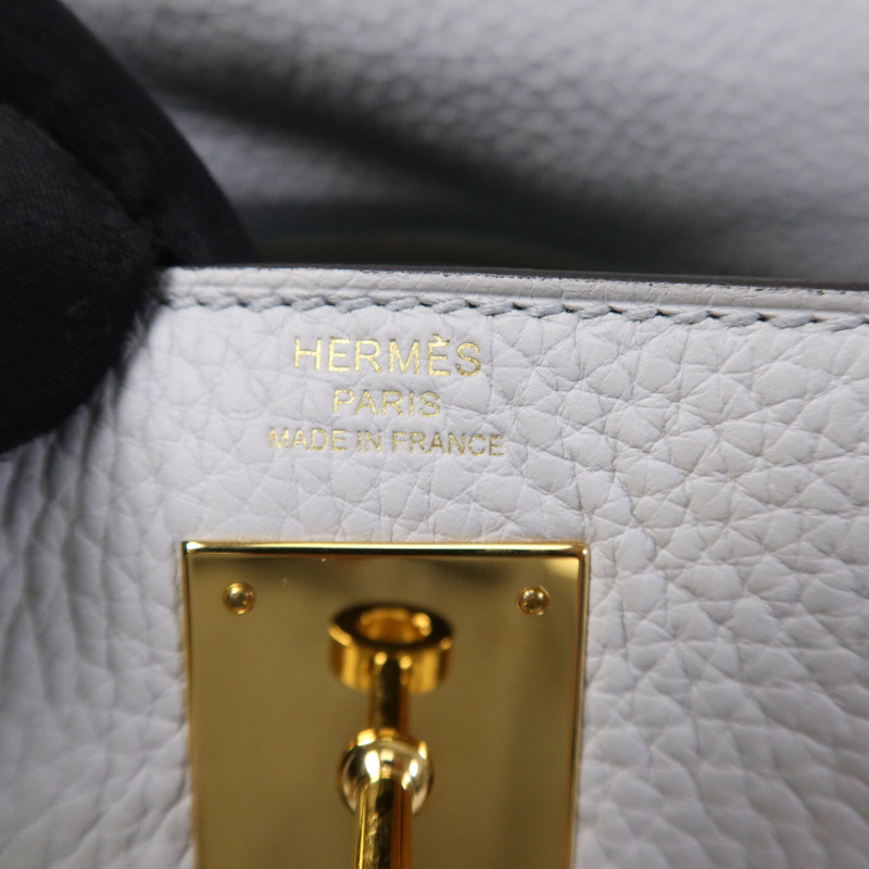 HERMES Togo皮革Kelly 28金扣手挽肩背兩用袋Blue Pale-5